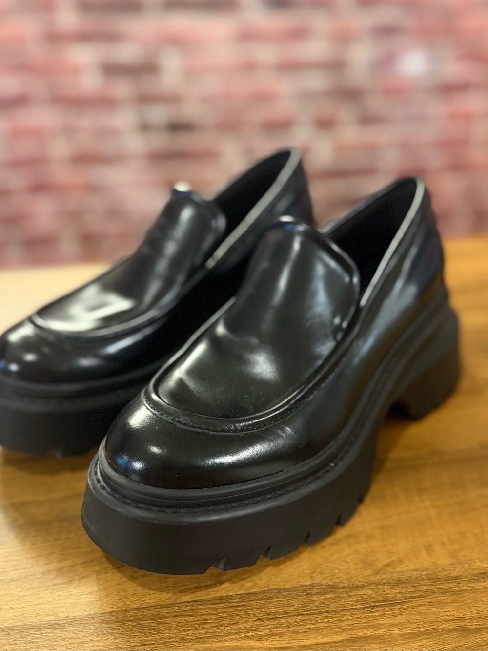 Michael Kors Black Patent Platform Clog Loafers